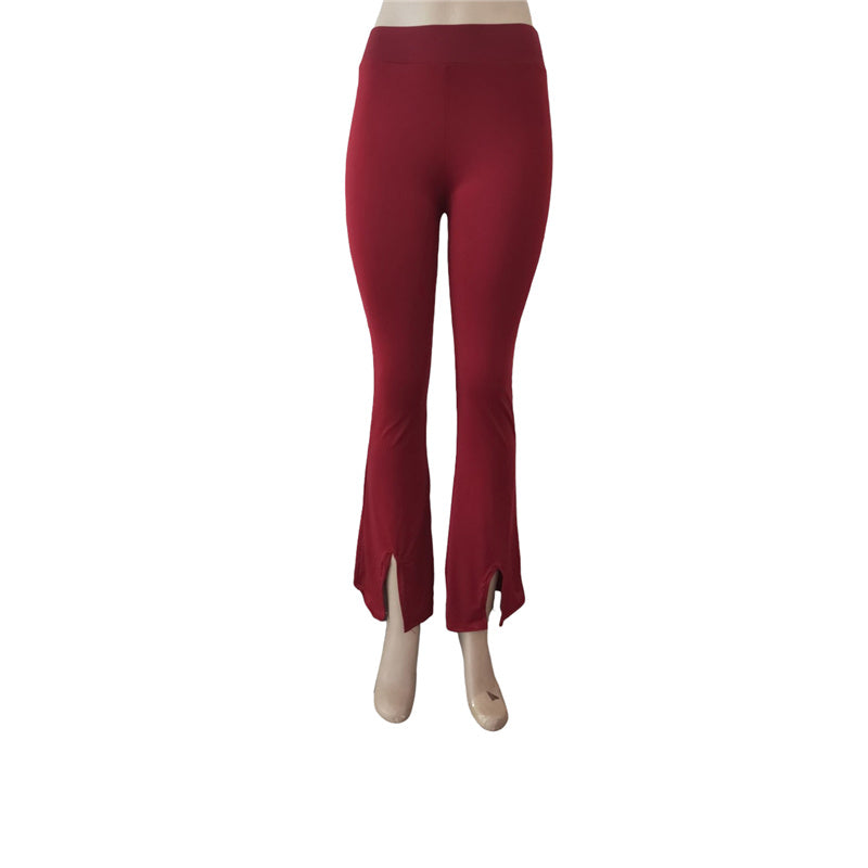High Waist Flare Pants – Casual Slim Fit Slit Trousers