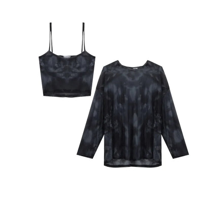 Women’s Tie-Dye Long Sleeve T-Shirt – Loose Minimalist Harajuku Top