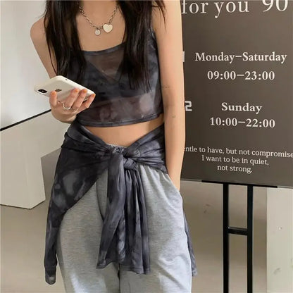 Women’s Tie-Dye Long Sleeve T-Shirt – Loose Minimalist Harajuku Top