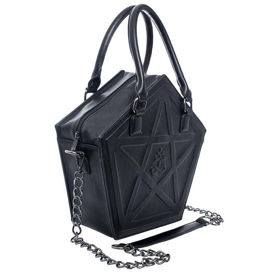 Gothic Pentagram Chain Shoulder Bag – Dark Star PU Leather Handbag