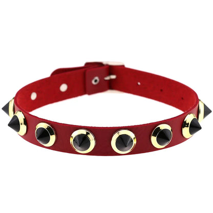 Punk Black Metal Tassel Choker – Red Spiked Gothic Necklace for Men & Women