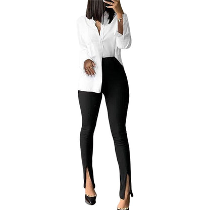 High Waist Flare Pants – Casual Slim Fit Slit Trousers