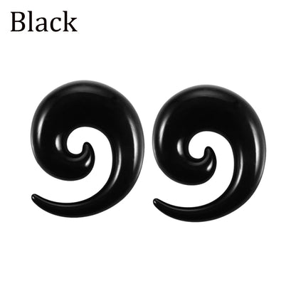 Black & White Acrylic Spiral Ear Gauges – Taper Stretching Plugs (2PCS)