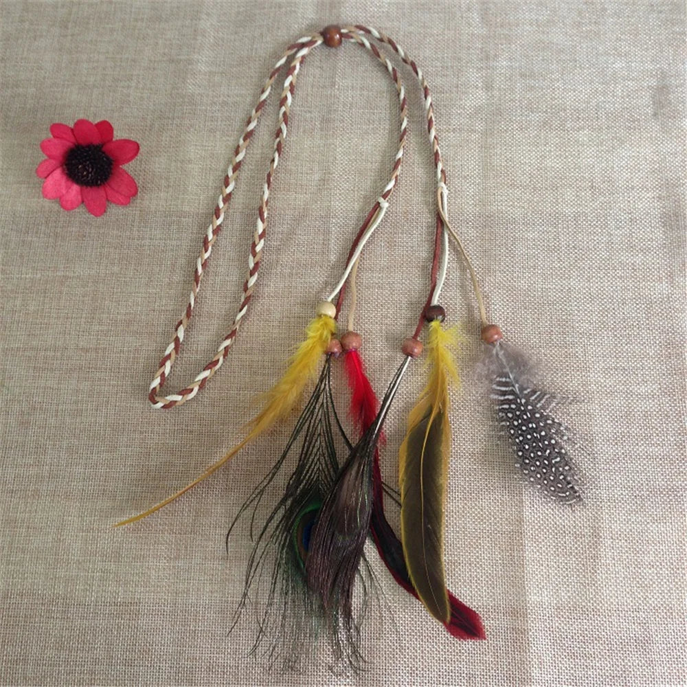 Bohemian Feather Headband – Tribal Weaving Hair Accessory