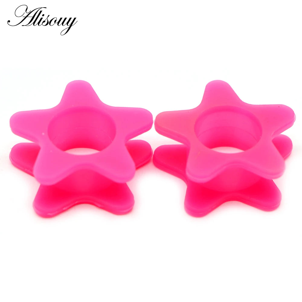 Star Hollow Silicone Ear Tunnels & Plugs Set