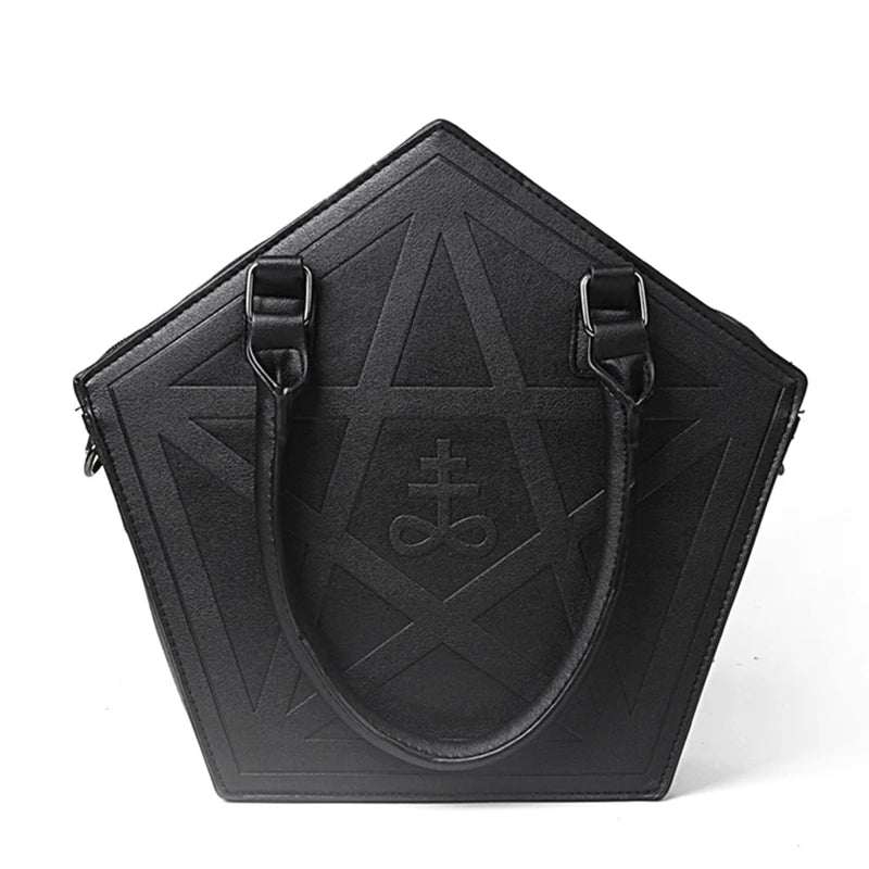 Gothic Pentagram Chain Shoulder Bag – Dark Star PU Leather Handbag