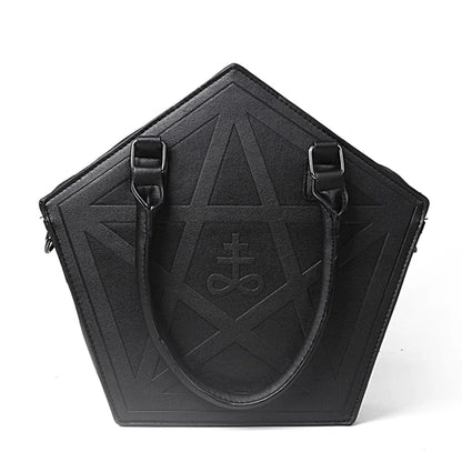 Gothic Pentagram Chain Shoulder Bag – Dark Star PU Leather Handbag