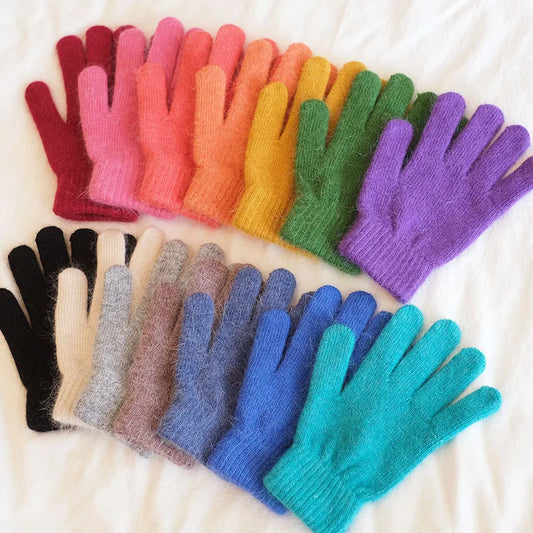 Cute Rabbit Knitted Winter Gloves – Women’s Fur Mittens