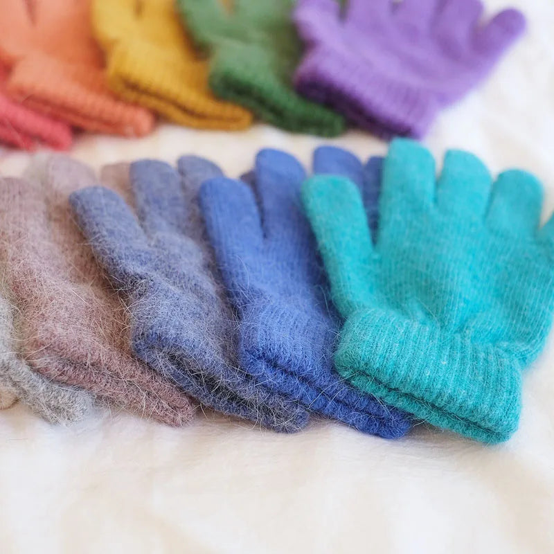 Cute Rabbit Knitted Winter Gloves – Women’s Fur Mittens