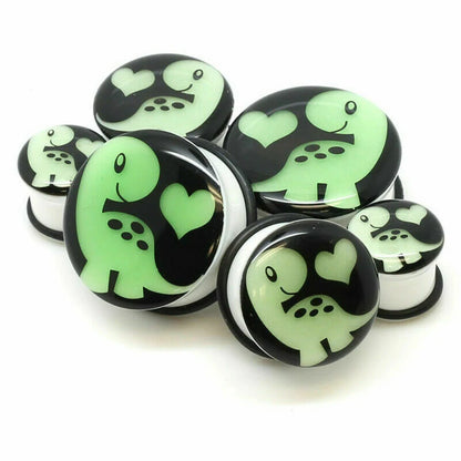 Glow-in-the-Dark Skull Ear Tunnels – Luminous Acrylic Gauges (2pcs)