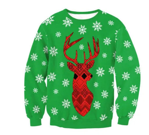 Ugly Christmas Sweater – Funny Santa & Elf Holiday Print Pullover