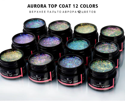 Aurora Gel Nail Polish (5g) – Shimmer Top Coat, Long-Lasting Hybrid UV/LED Soak-Off Gel