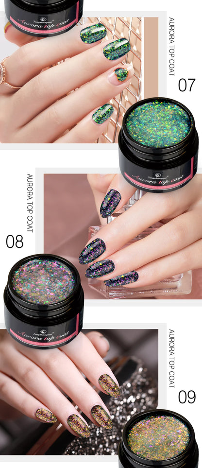 Aurora Gel Nail Polish (5g) – Shimmer Top Coat, Long-Lasting Hybrid UV/LED Soak-Off Gel