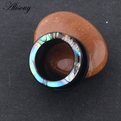 Punk Acrylic & Wood Ear Plugs – Abalone Shell Ear Gauges (2PCS)