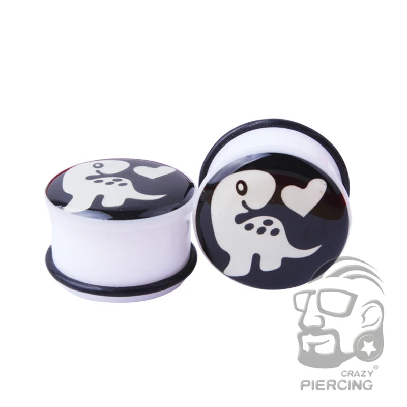 Glow-in-the-Dark Skull Ear Tunnels – Luminous Acrylic Gauges (2pcs)