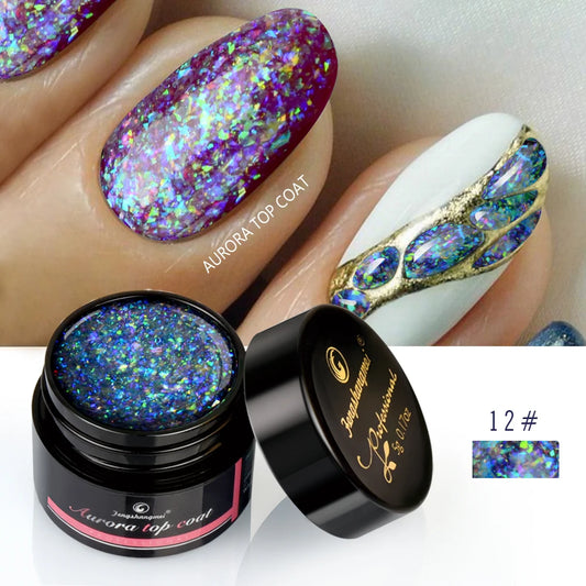 Aurora Gel Nail Polish (5g) – Shimmer Top Coat, Long-Lasting Hybrid UV/LED Soak-Off Gel