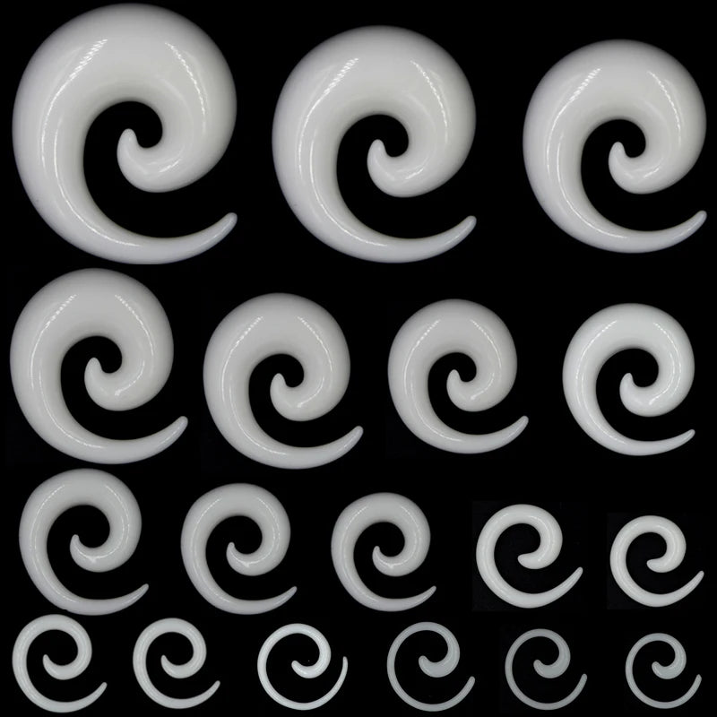 Black & White Acrylic Spiral Ear Gauges – Taper Stretching Plugs (2PCS)