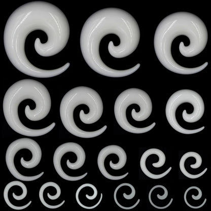 Black & White Acrylic Spiral Ear Gauges – Taper Stretching Plugs (2PCS)