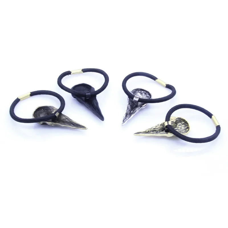 Punk Gothic Crow Skull Hairband – Metal Elastic Hair Tie