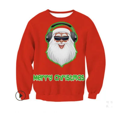 Ugly Christmas Sweater – Funny Santa & Elf Holiday Print Pullover