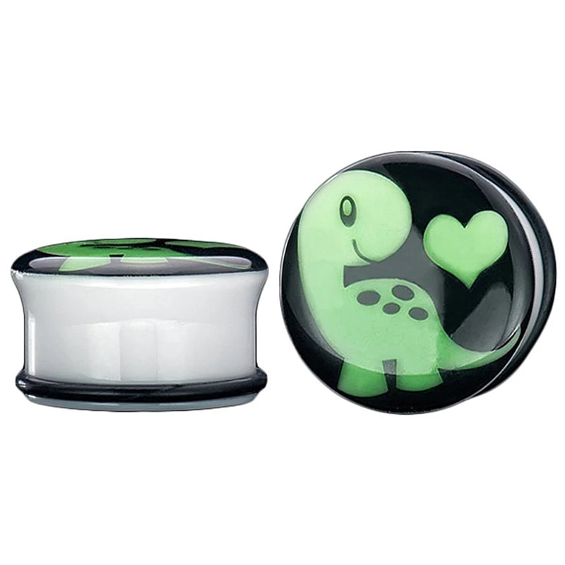 Glow-in-the-Dark Skull Ear Tunnels – Luminous Acrylic Gauges (2pcs)