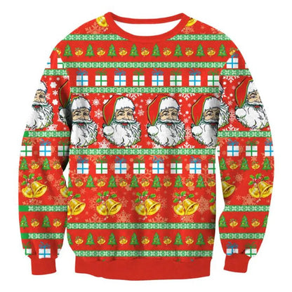 Ugly Christmas Sweater – Funny Santa & Elf Holiday Print Pullover