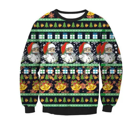 Ugly Christmas Sweater – Funny Santa & Elf Holiday Print Pullover