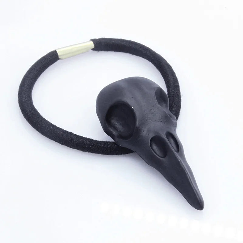 Punk Gothic Crow Skull Hairband – Metal Elastic Hair Tie