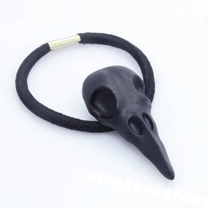 Punk Gothic Crow Skull Hairband – Metal Elastic Hair Tie