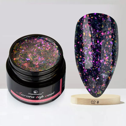 Aurora Gel Nail Polish (5g) – Shimmer Top Coat, Long-Lasting Hybrid UV/LED Soak-Off Gel