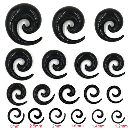 Black & White Acrylic Spiral Ear Gauges – Taper Stretching Plugs (2PCS)