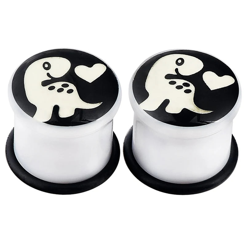 Glow-in-the-Dark Skull Ear Tunnels – Luminous Acrylic Gauges (2pcs)