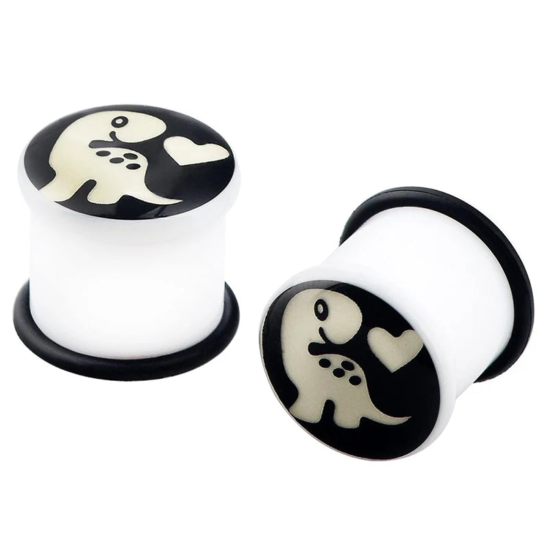 Glow-in-the-Dark Skull Ear Tunnels – Luminous Acrylic Gauges (2pcs)