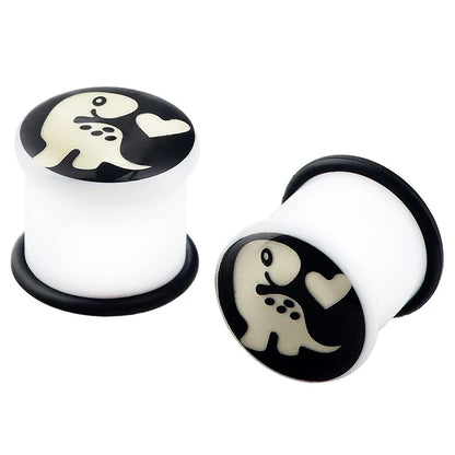 Glow-in-the-Dark Skull Ear Tunnels – Luminous Acrylic Gauges (2pcs)