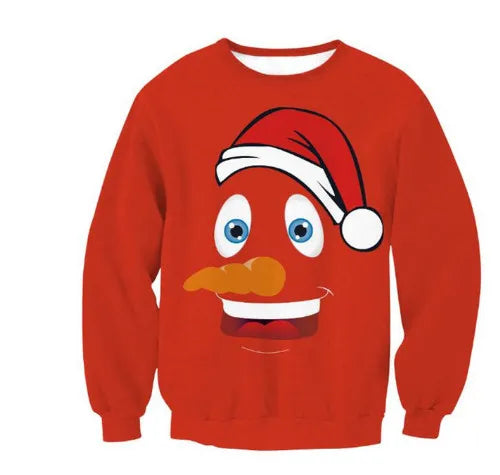 Ugly Christmas Sweater – Funny Santa & Elf Holiday Print Pullover