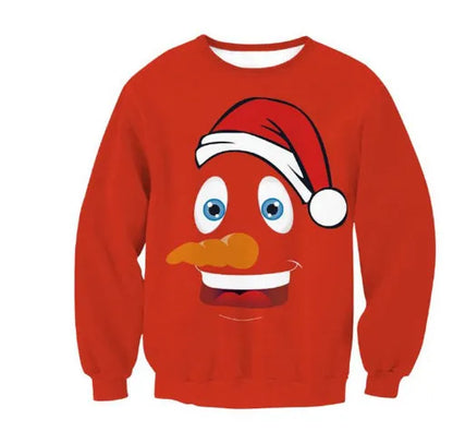 Ugly Christmas Sweater – Funny Santa & Elf Holiday Print Pullover