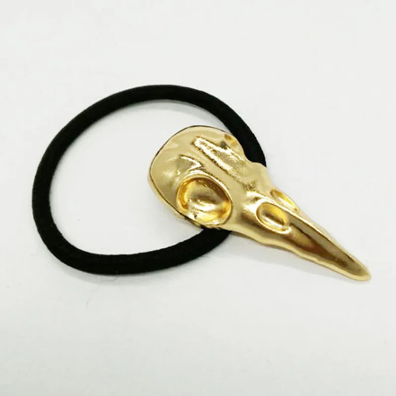 Punk Gothic Crow Skull Hairband – Metal Elastic Hair Tie