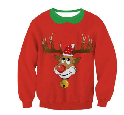 Ugly Christmas Sweater – Funny Santa & Elf Holiday Print Pullover