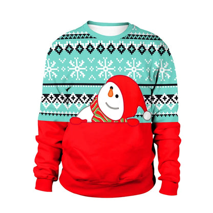 Ugly Christmas Sweater – Funny Santa & Elf Holiday Print Pullover