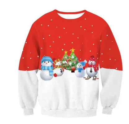 Ugly Christmas Sweater – Funny Santa & Elf Holiday Print Pullover