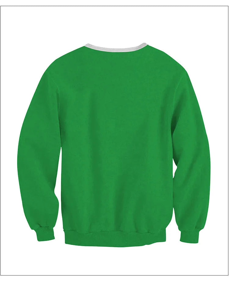 Ugly Christmas Sweater – Funny Santa & Elf Holiday Print Pullover