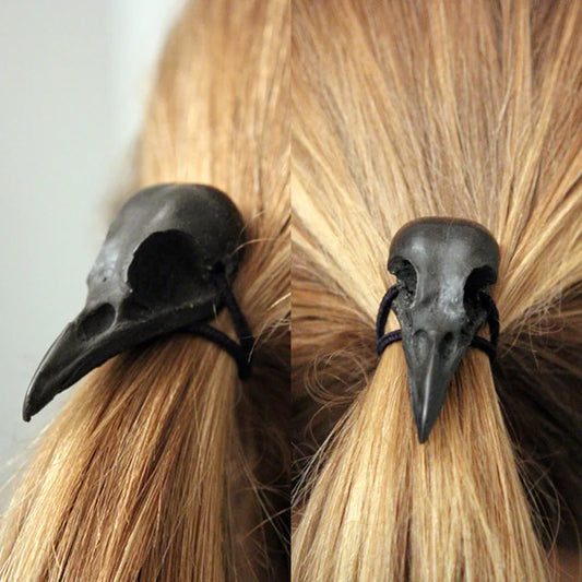 Punk Gothic Crow Skull Hairband – Metal Elastic Hair Tie