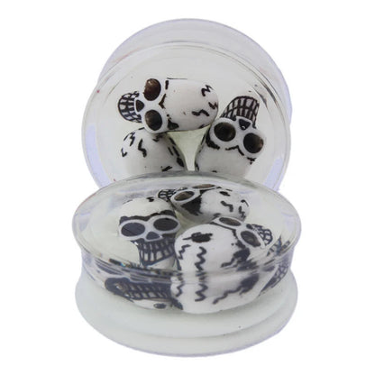 Glow-in-the-Dark Skull Ear Tunnels – Luminous Acrylic Gauges (2pcs)