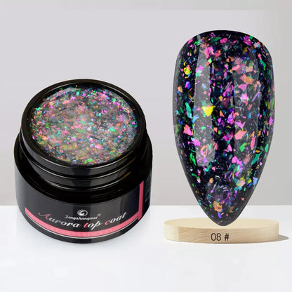 Aurora Gel Nail Polish (5g) – Shimmer Top Coat, Long-Lasting Hybrid UV/LED Soak-Off Gel