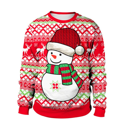 Ugly Christmas Sweater – Funny Santa & Elf Holiday Print Pullover