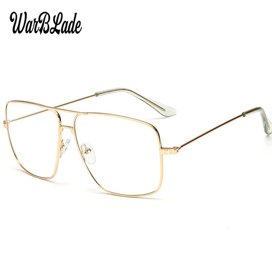 Vintage Gold Metal Frame Eyeglasses – Retro Square Clear Lens Nerd Style