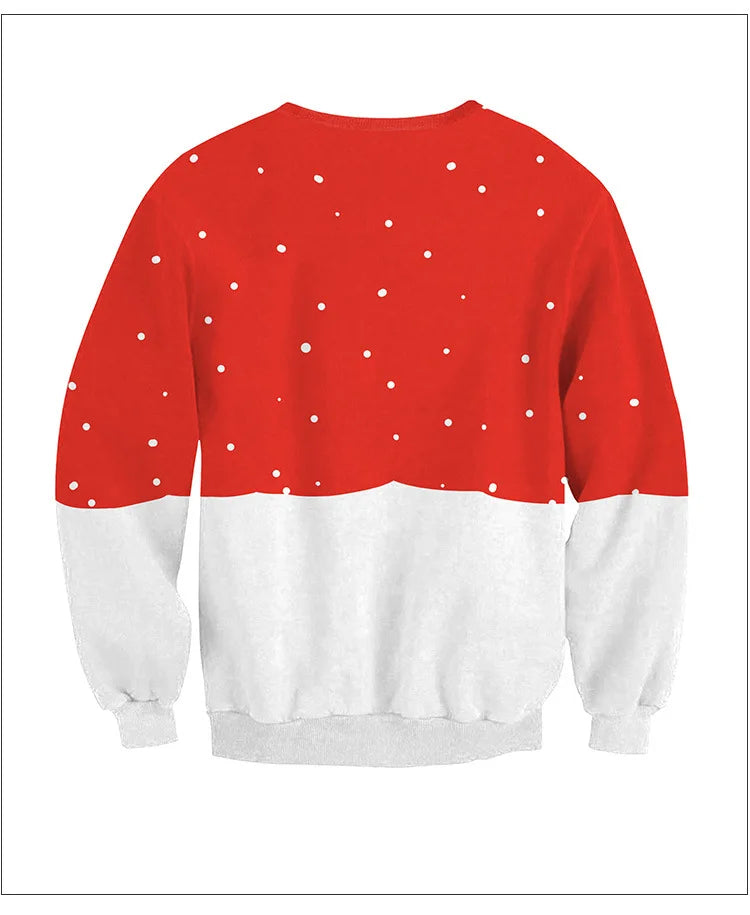 Ugly Christmas Sweater – Funny Santa & Elf Holiday Print Pullover