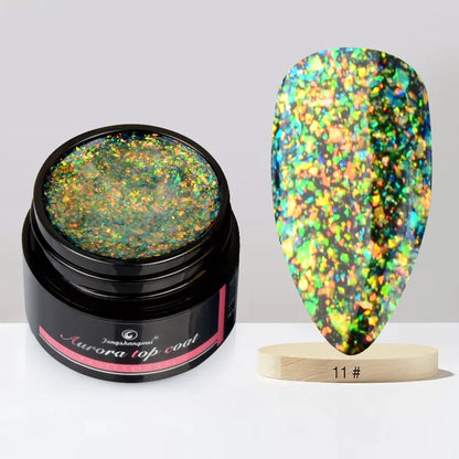 Aurora Gel Nail Polish (5g) – Shimmer Top Coat, Long-Lasting Hybrid UV/LED Soak-Off Gel