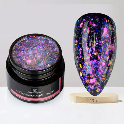 Aurora Gel Nail Polish (5g) – Shimmer Top Coat, Long-Lasting Hybrid UV/LED Soak-Off Gel