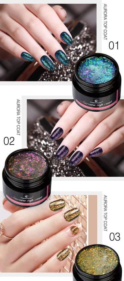 Aurora Gel Nail Polish (5g) – Shimmer Top Coat, Long-Lasting Hybrid UV/LED Soak-Off Gel